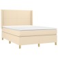 vidaXL Κρεβάτι Boxspring με Στρώμα Κρεμ 140x200 εκ. Υφασμάτινο