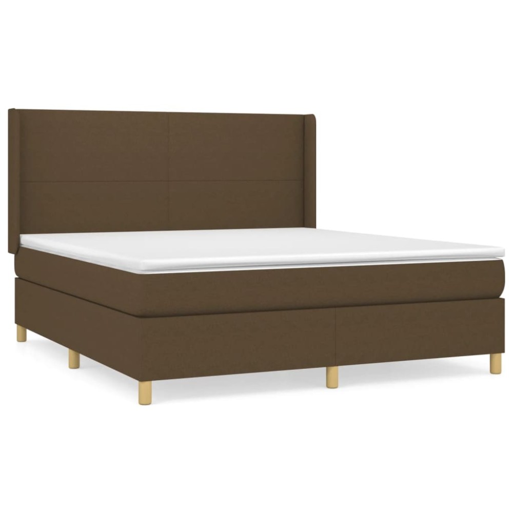 vidaXL Κρεβάτι Boxspring με Στρώμα Σκούρο Καφέ 180x200 εκ Υφασμάτινο