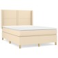vidaXL Κρεβάτι Boxspring με Στρώμα Κρεμ 140x190 εκ. Υφασμάτινο