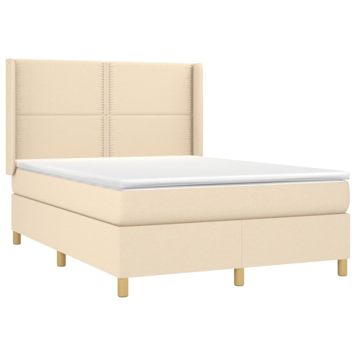 vidaXL Κρεβάτι Boxspring με Στρώμα Κρεμ 140x190 εκ. Υφασμάτινο