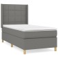 vidaXL Κρεβάτι Boxspring με Στρώμα Σκούρο Γκρι 90x200 εκ. Υφασμάτινο
