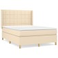 vidaXL Κρεβάτι Boxspring με Στρώμα Κρεμ 140x200 εκ. Υφασμάτινο