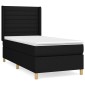 vidaXL Κρεβάτι Boxspring με Στρώμα Μαύρο 90x190 εκ.Υφασμάτινο