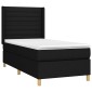 vidaXL Κρεβάτι Boxspring με Στρώμα Μαύρο 90x190 εκ.Υφασμάτινο