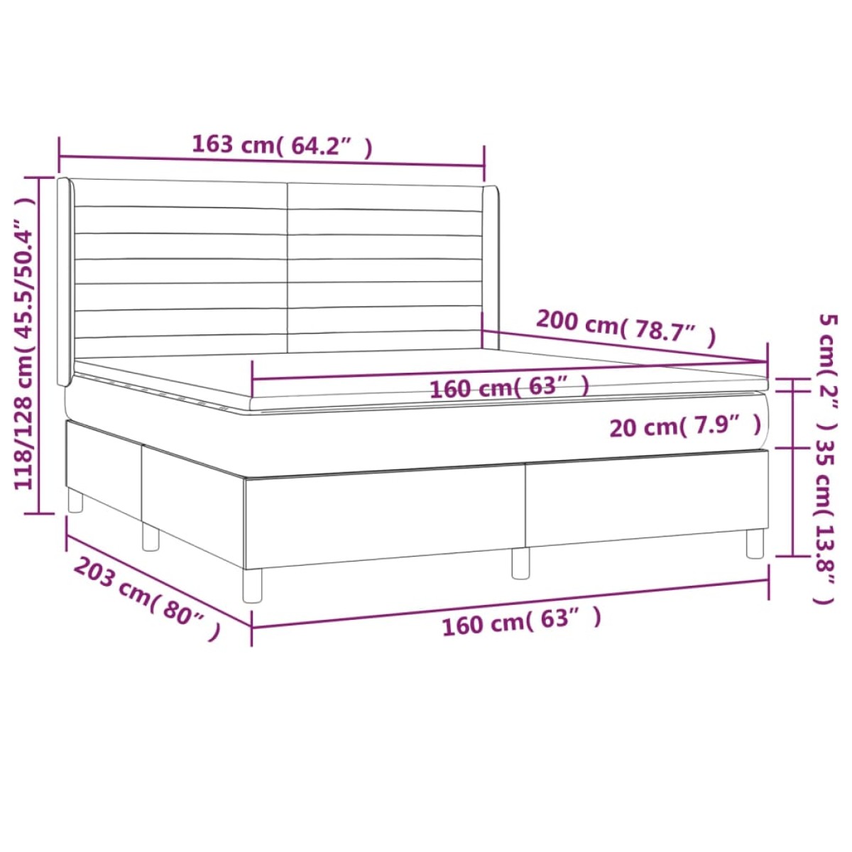 vidaXL Κρεβάτι Boxspring με Στρώμα Taupe 160x200 εκ. Υφασμάτινο