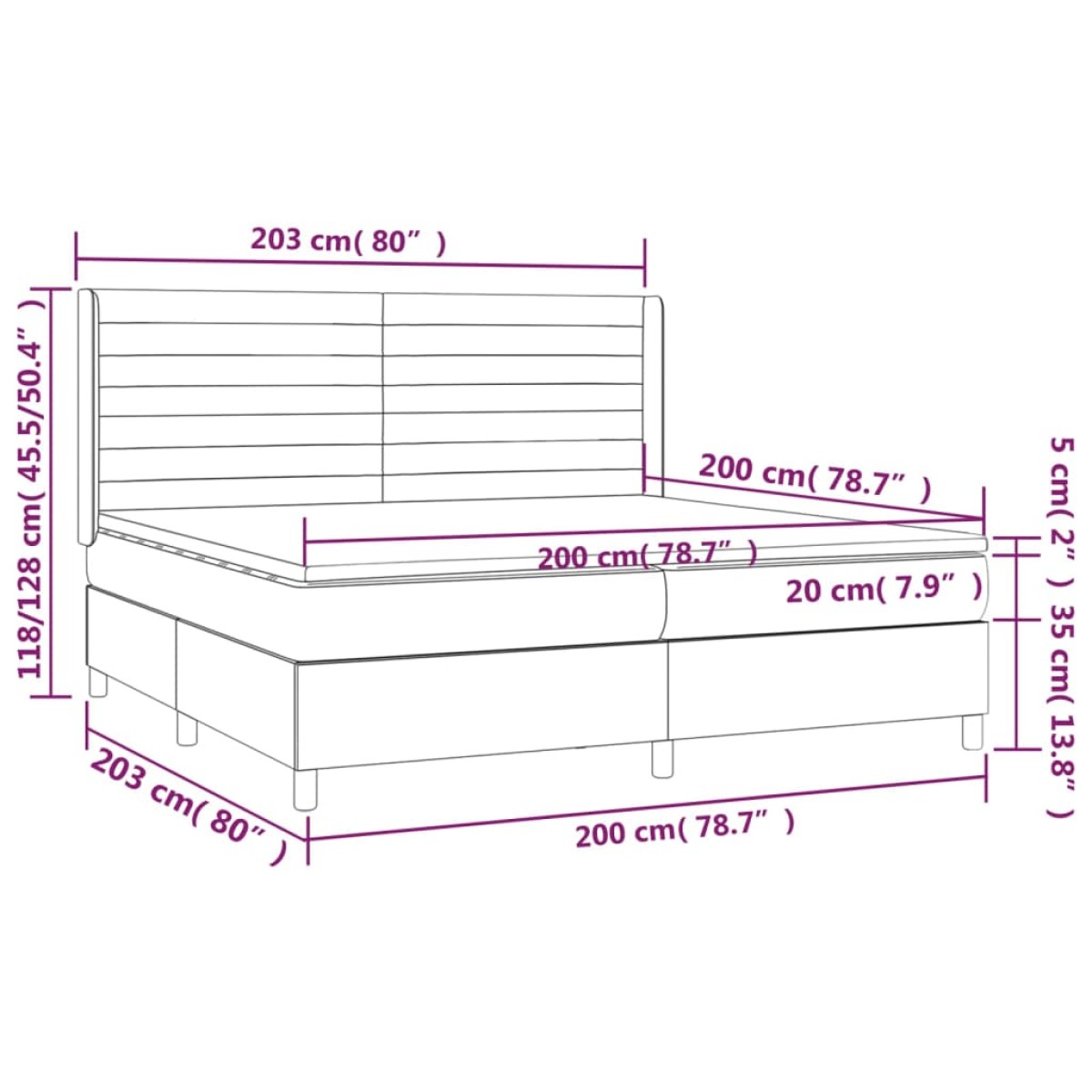 vidaXL Κρεβάτι Boxspring με Στρώμα Κρεμ 200x200 εκ. Υφασμάτινο