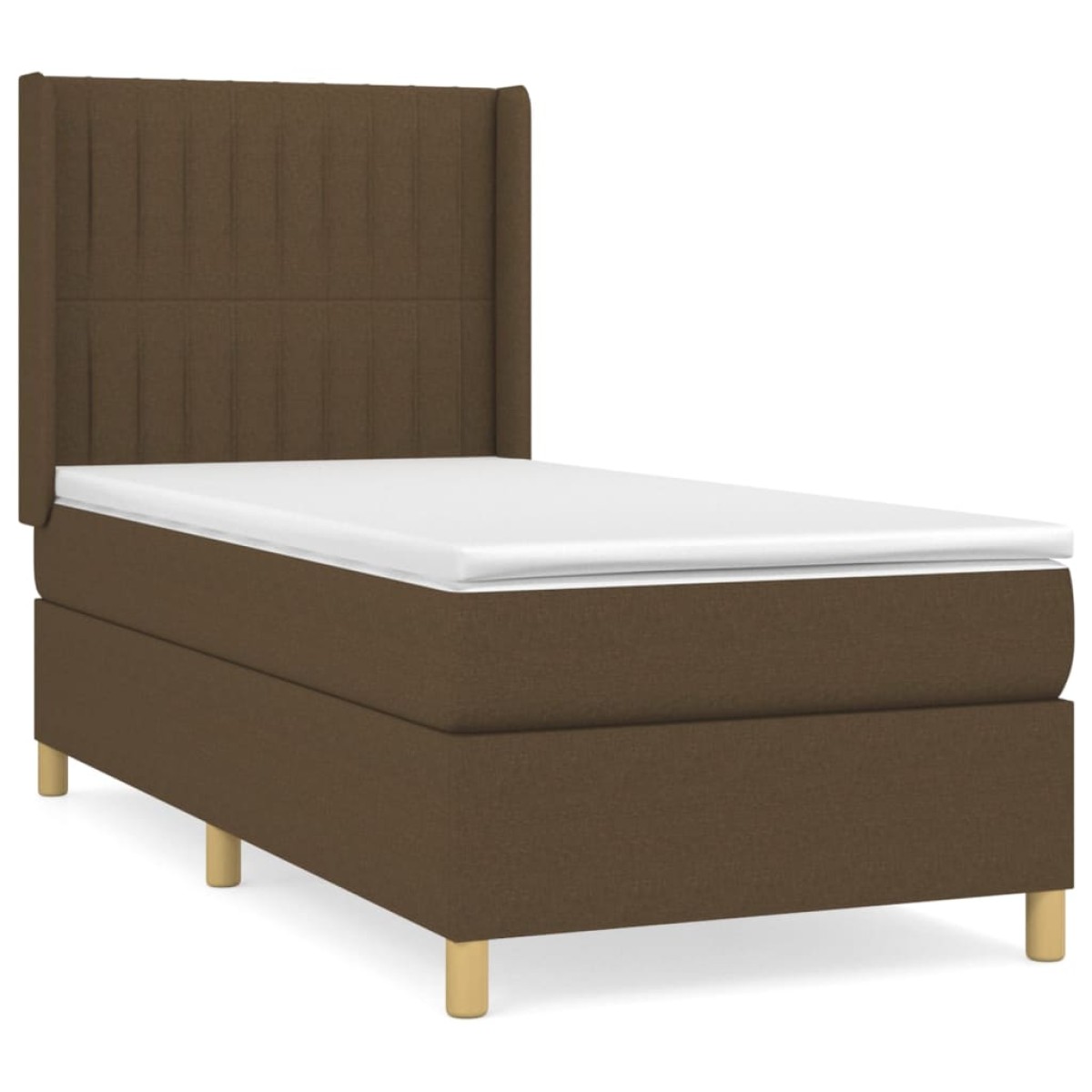 vidaXL Κρεβάτι Boxspring με Στρώμα Σκούρο Καφέ 90x190 εκ. Υφασμάτινο