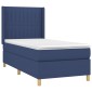 vidaXL Κρεβάτι Boxspring με Στρώμα Μπλε 90x190 εκ.Υφασμάτινο