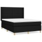 vidaXL Κρεβάτι Boxspring με Στρώμα Μαύρο 140x190 εκ. Υφασμάτινο