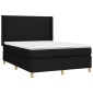 vidaXL Κρεβάτι Boxspring με Στρώμα Μαύρο 140x190 εκ. Υφασμάτινο