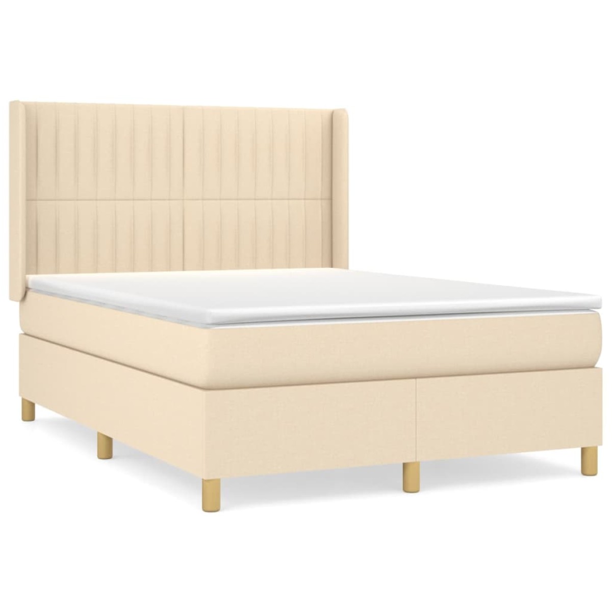 vidaXL Κρεβάτι Boxspring με Στρώμα Κρεμ 140x200 εκ. Υφασμάτινο