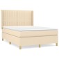 vidaXL Κρεβάτι Boxspring με Στρώμα Κρεμ 140x200 εκ. Υφασμάτινο