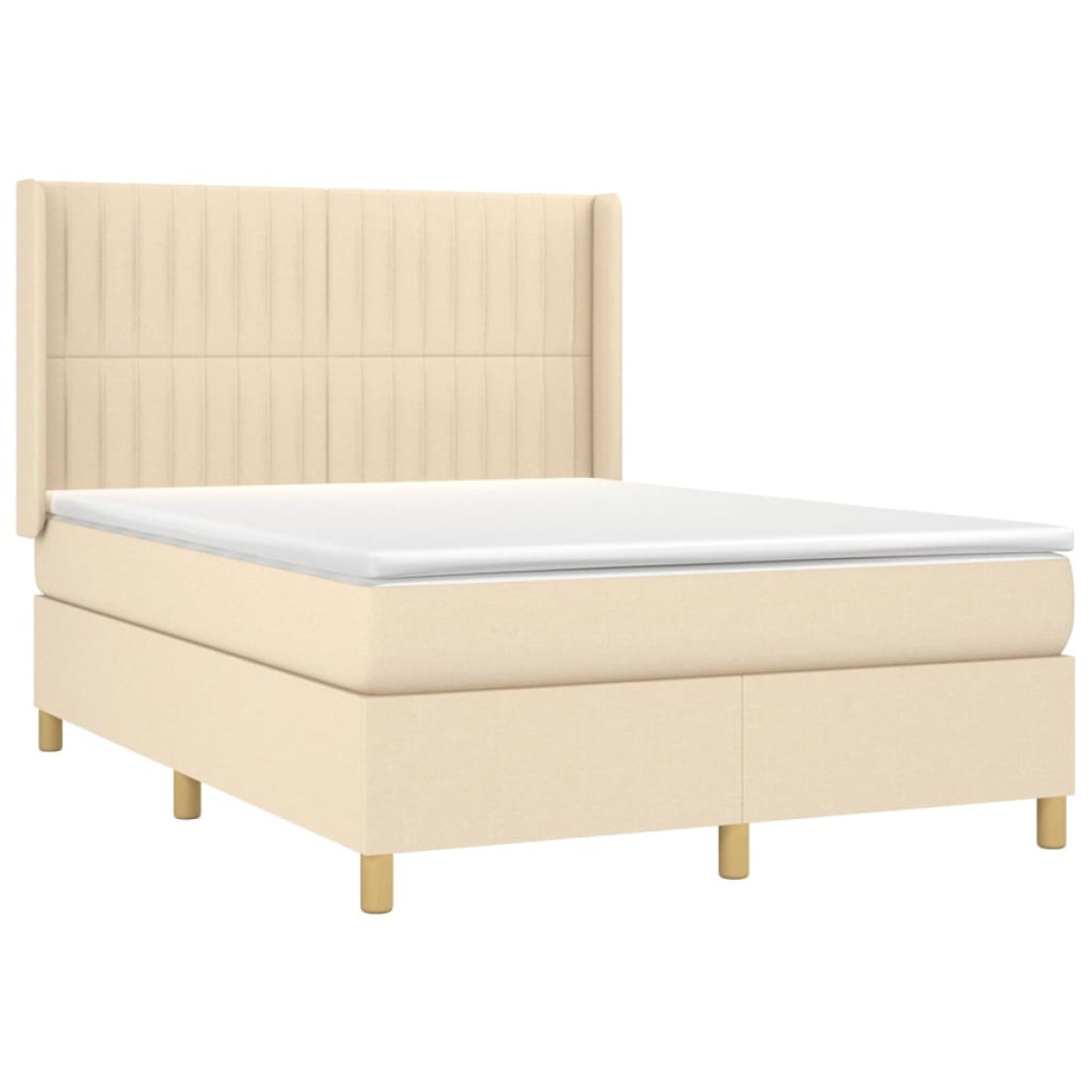 vidaXL Κρεβάτι Boxspring με Στρώμα Κρεμ 140x200 εκ. Υφασμάτινο
