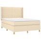 vidaXL Κρεβάτι Boxspring με Στρώμα Κρεμ 140x200 εκ. Υφασμάτινο