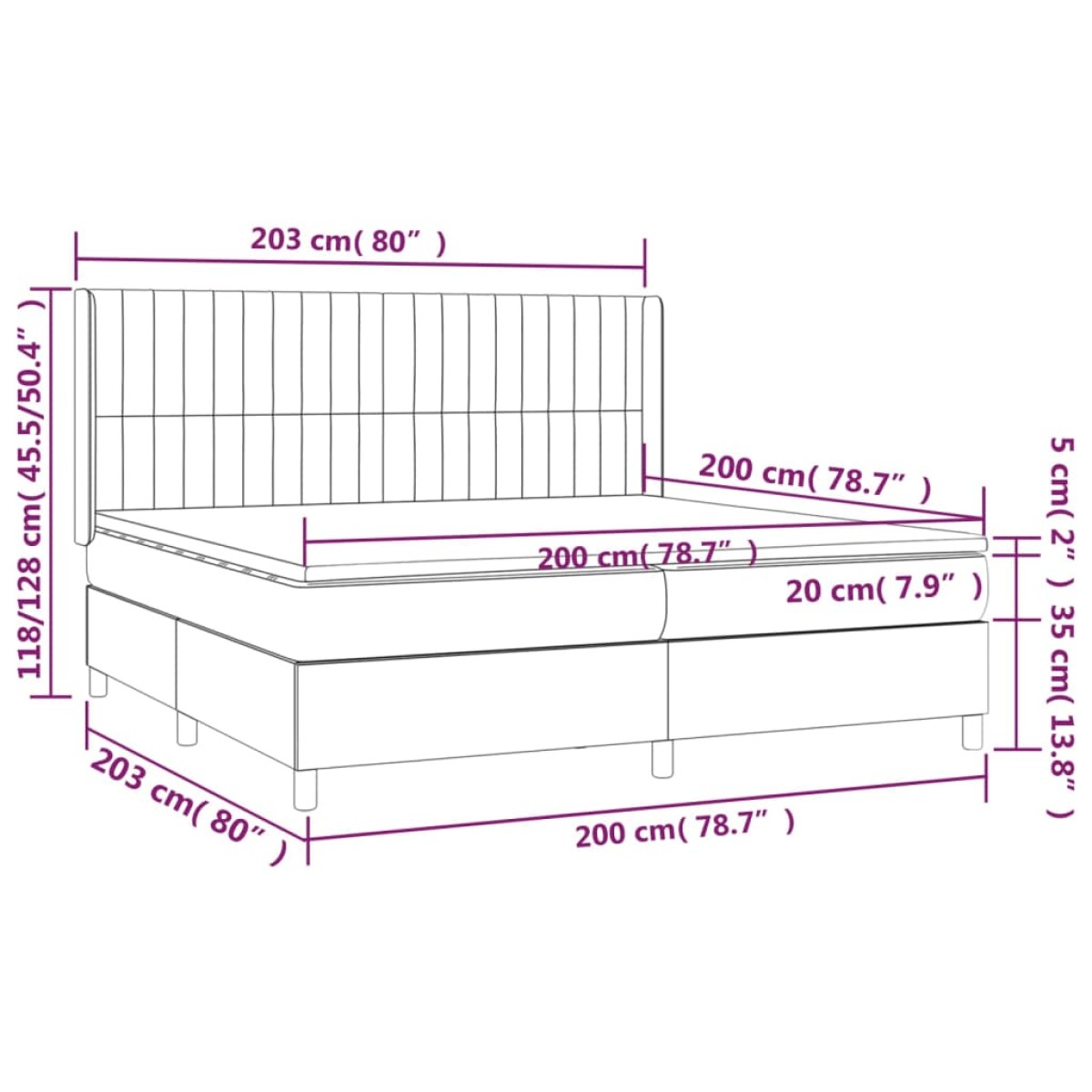 vidaXL Κρεβάτι Boxspring με Στρώμα Ανοιχτό Γκρι 200x200 εκ. Υφασμάτινο