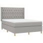 vidaXL Κρεβάτι Boxspring με Στρώμα Ανοιχτό Γκρι 140x190 εκ. Υφασμάτινο
