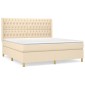 vidaXL Κρεβάτι Boxspring με Στρώμα Κρεμ 180x200 εκ. Υφασμάτινο
