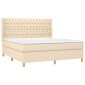 vidaXL Κρεβάτι Boxspring με Στρώμα Κρεμ 180x200 εκ. Υφασμάτινο