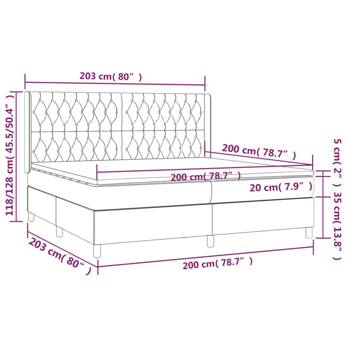 vidaXL Κρεβάτι Boxspring με Στρώμα Ανοιχτό Γκρι 200x200 εκ. Υφασμάτινο