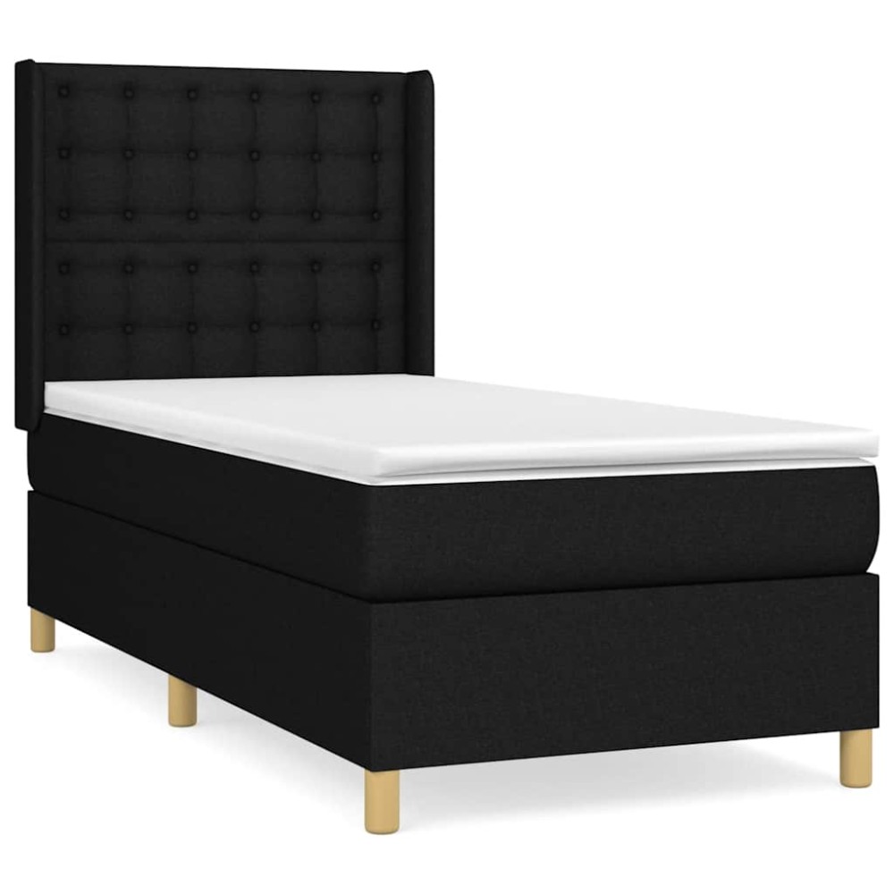 vidaXL Κρεβάτι Boxspring με Στρώμα Μαύρο 80 x 200 εκ. Υφασμάτινο