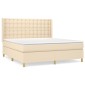 vidaXL Κρεβάτι Boxspring με Στρώμα Κρεμ 180x200 εκ. Υφασμάτινο