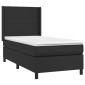 vidaXL Κρεβάτι Boxspring με Στρώμα Μαύρο 80 x 200 εκ. Συνθετικό Δέρμα