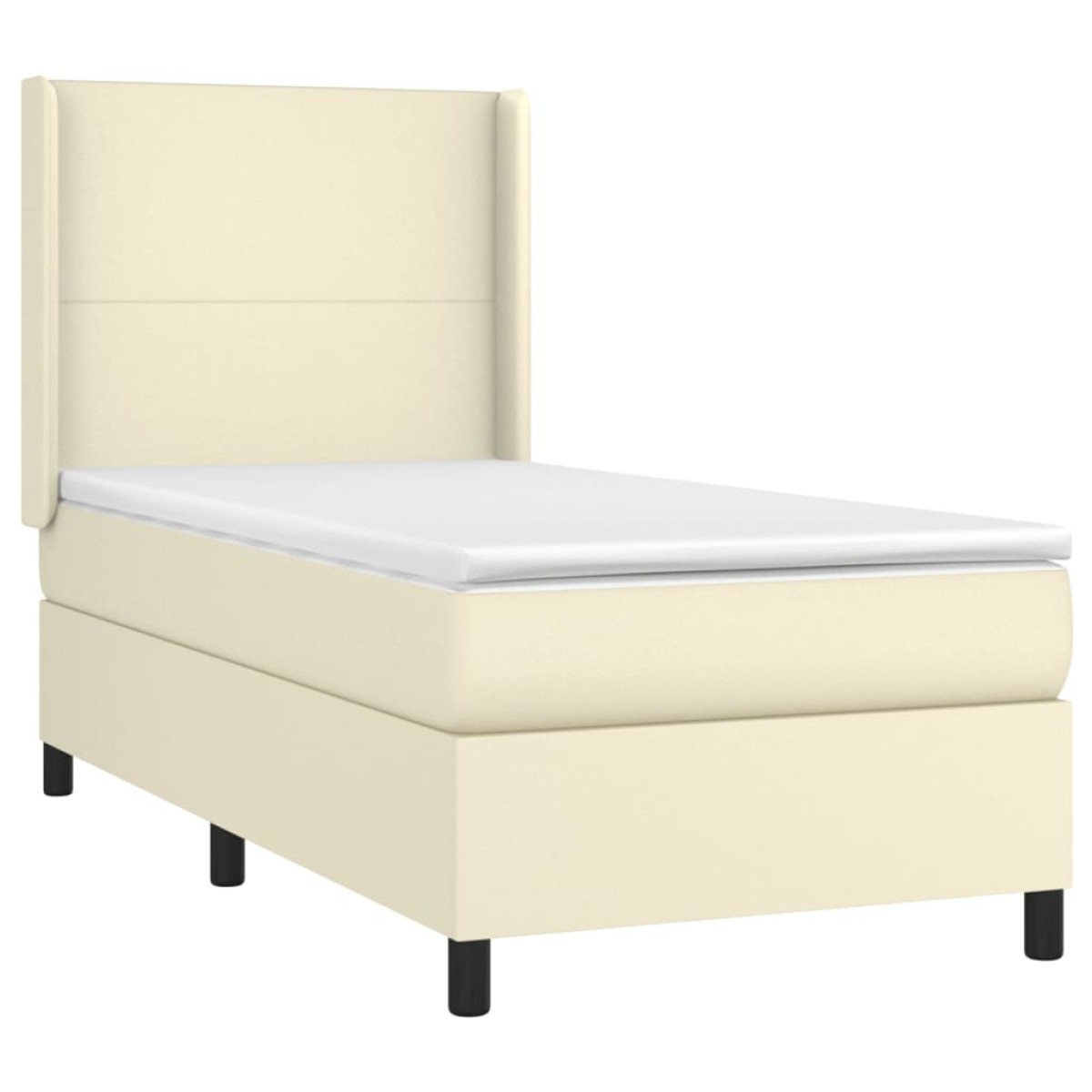 vidaXL Κρεβάτι Boxspring με Στρώμα Κρεμ 80 x 200 εκ. Συνθετικό Δέρμα