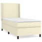 vidaXL Κρεβάτι Boxspring με Στρώμα Κρεμ 90x190 εκ. από Συνθετικό Δέρμα