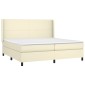vidaXL Κρεβάτι Boxspring με Στρώμα Κρεμ 200x200 εκ. Συνθετικό Δέρμα