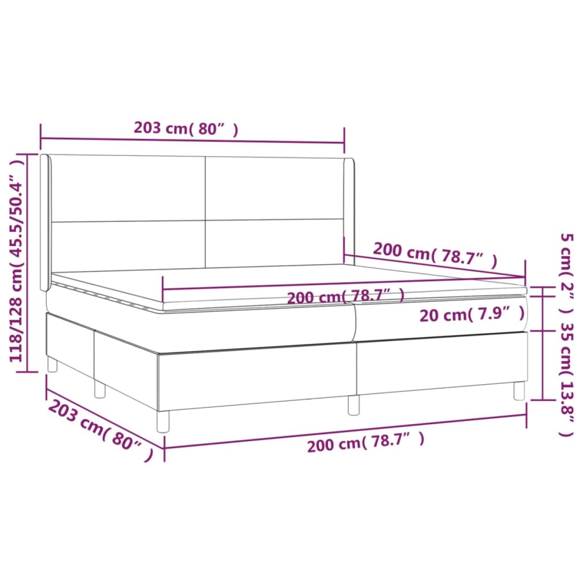 vidaXL Κρεβάτι Boxspring με Στρώμα Κρεμ 200x200 εκ. Συνθετικό Δέρμα