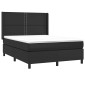 vidaXL Κρεβάτι Boxspring με Στρώμα Μαύρο 140x200εκ.από Συνθετικό Δέρμα