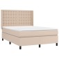 vidaXL Κρεβάτι Boxspring με Στρώμα Καπουτσίνο 140x190εκ.από Συνθ.Δέρμα