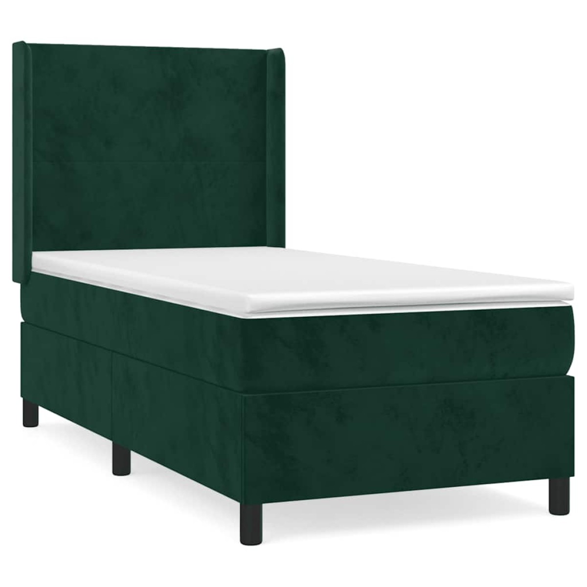 vidaXL Κρεβάτι Boxspring με Στρώμα Σκούρο Πράσινο 90x200 εκ. Βελούδινο