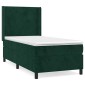 vidaXL Κρεβάτι Boxspring με Στρώμα Σκούρο Πράσινο 90x200 εκ. Βελούδινο