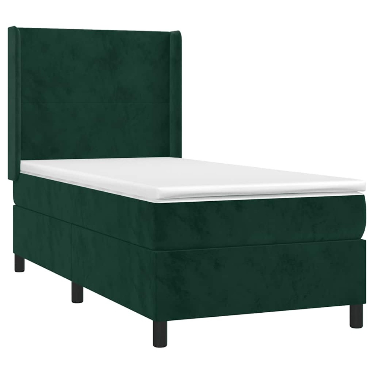 vidaXL Κρεβάτι Boxspring με Στρώμα Σκούρο Πράσινο 90x200 εκ. Βελούδινο