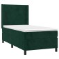 vidaXL Κρεβάτι Boxspring με Στρώμα Σκούρο Πράσινο 90x200 εκ. Βελούδινο