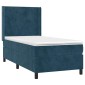 vidaXL Κρεβάτι Boxspring με Στρώμα Σκούρο Μπλε 100x200 εκ. Βελούδινο
