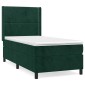 vidaXL Κρεβάτι Boxspring με Στρώμα Σκούρο Πράσινο 90x200 εκ. Βελούδινο