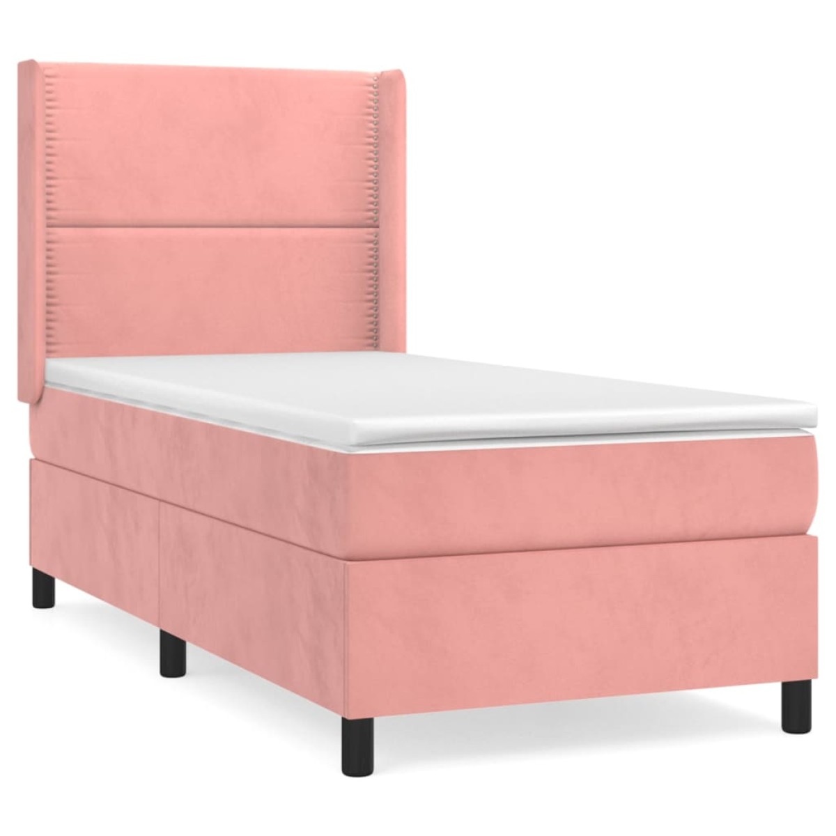 vidaXL Κρεβάτι Boxspring με Στρώμα Ροζ 90x200 εκ. Βελούδινο