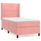 vidaXL Κρεβάτι Boxspring με Στρώμα Ροζ 90x200 εκ. Βελούδινο