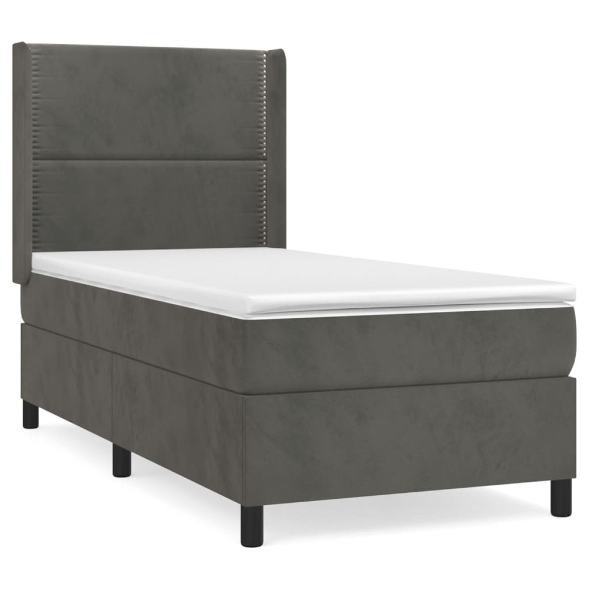 vidaXL Κρεβάτι Boxspring με Στρώμα Σκούρο Γκρι 100x200 εκ. Βελούδινο