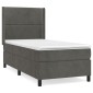 vidaXL Κρεβάτι Boxspring με Στρώμα Σκούρο Γκρι 100x200 εκ. Βελούδινο