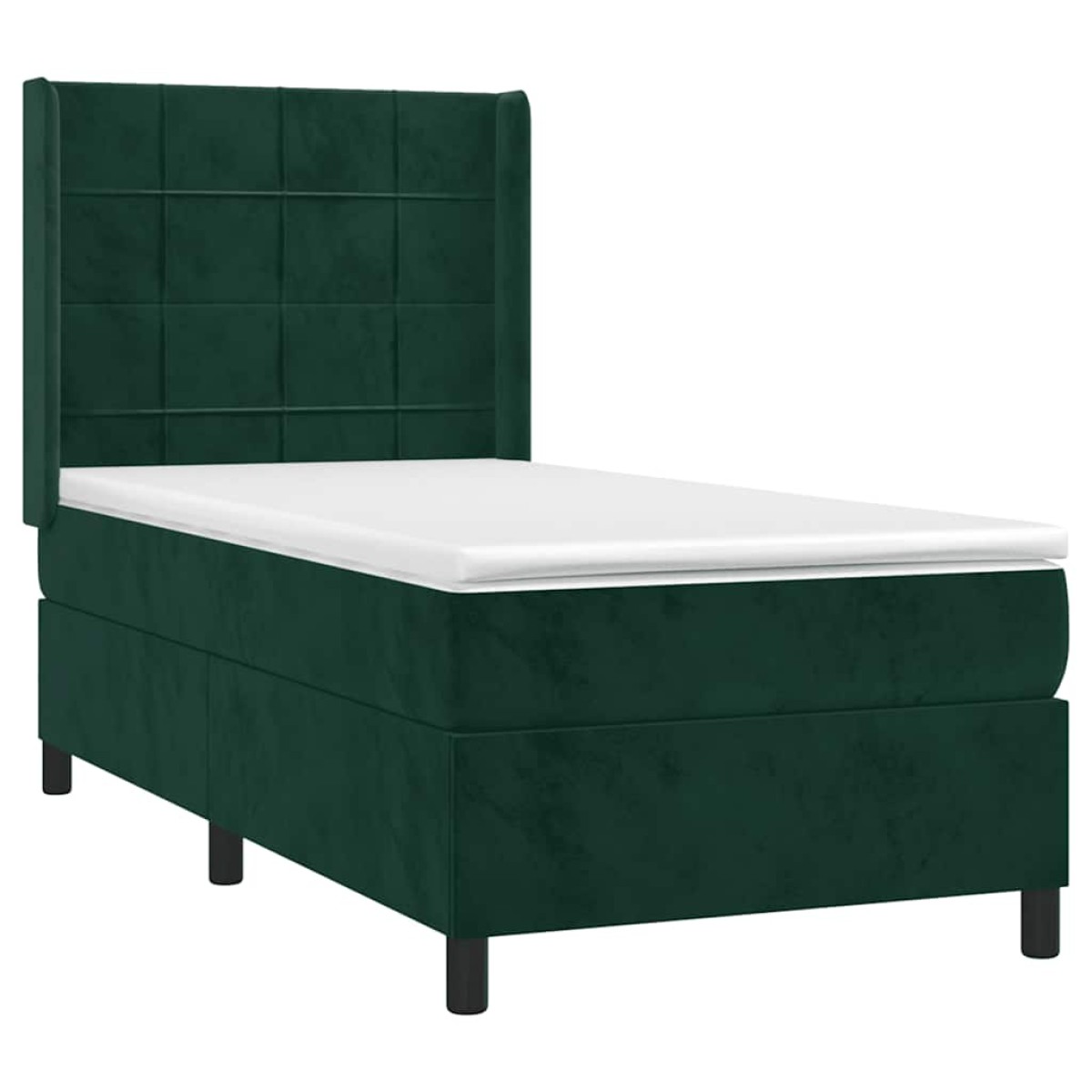 vidaXL Κρεβάτι Boxspring με Στρώμα Σκούρο Πράσινο 80x200 εκ. Βελούδινο