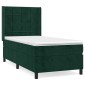 vidaXL Κρεβάτι Boxspring με Στρώμα Σκούρο Πράσινο 90x190 εκ. Βελούδινο