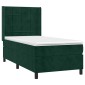 vidaXL Κρεβάτι Boxspring με Στρώμα Σκούρο Πράσινο 90x190 εκ. Βελούδινο
