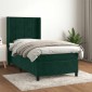 vidaXL Κρεβάτι Boxspring με Στρώμα Σκούρο Πράσινο 90x190 εκ. Βελούδινο