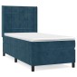 vidaXL Κρεβάτι Boxspring με Στρώμα Σκούρο Μπλε 100x200 εκ. Βελούδινο