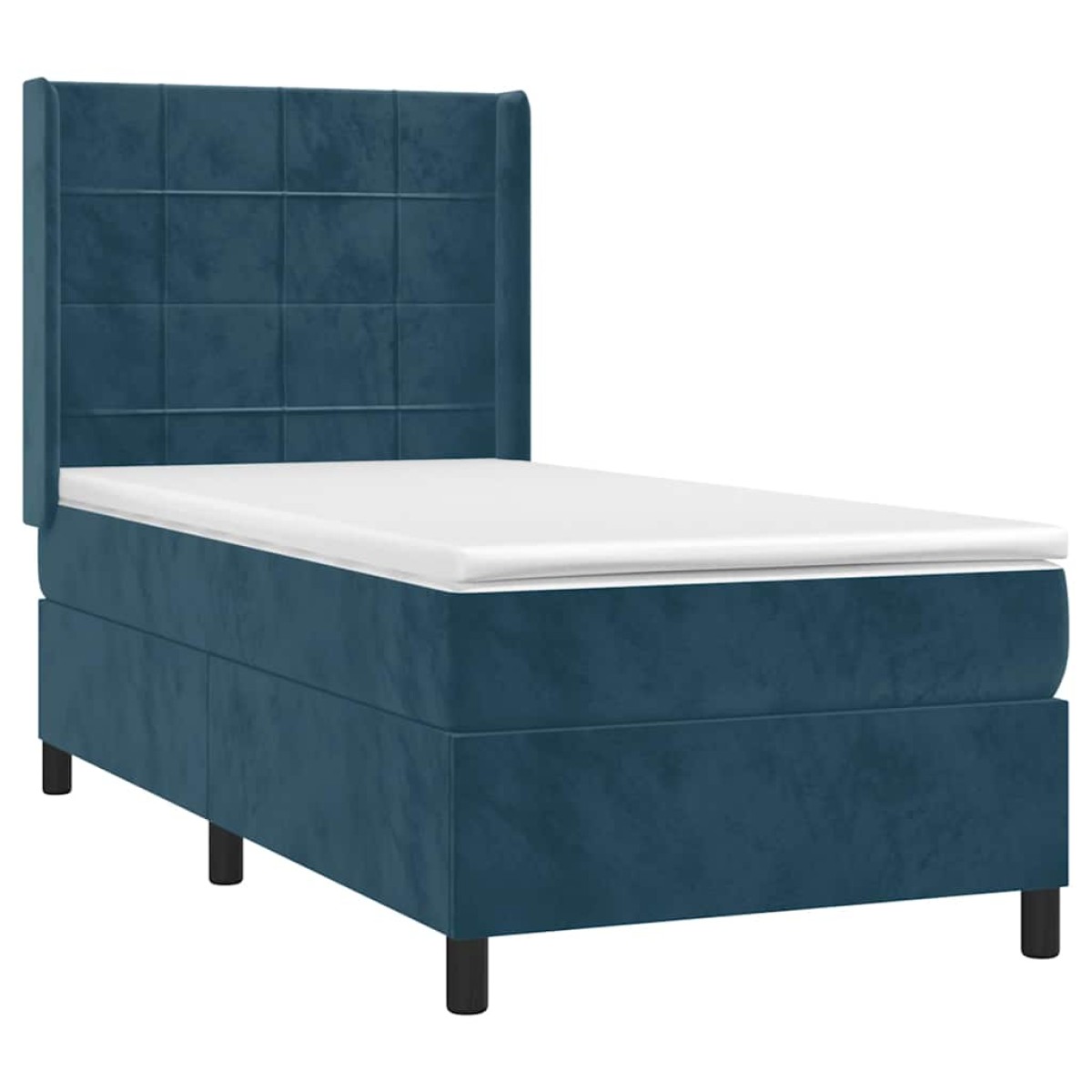 vidaXL Κρεβάτι Boxspring με Στρώμα Σκούρο Μπλε 100x200 εκ. Βελούδινο