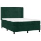 vidaXL Κρεβάτι Boxspring με Στρώμα Σκούρο Πράσινο 140x190εκ. Βελούδινο