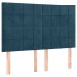 vidaXL Κρεβάτι Boxspring με Στρώμα Σκούρο Μπλε 140x190 εκ. Βελούδινο